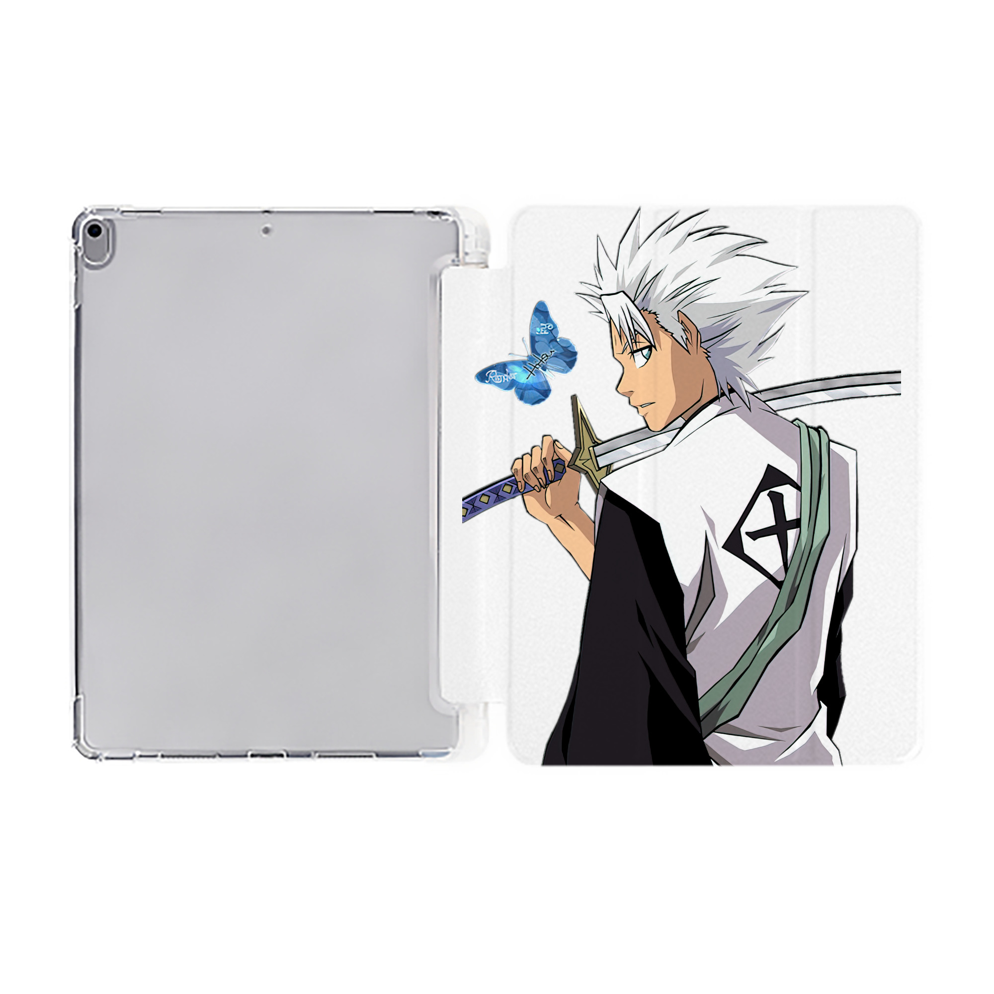 （画像用） ブリーチ 日番谷冬獅郎（ひつがや とうしろう） BLEACH Hitsugaya Toushirou IPad ケース ペン収納付き 三つ折りスタンド PUレザー×シリコン 対応機種9.5/10.5/10.9インチ